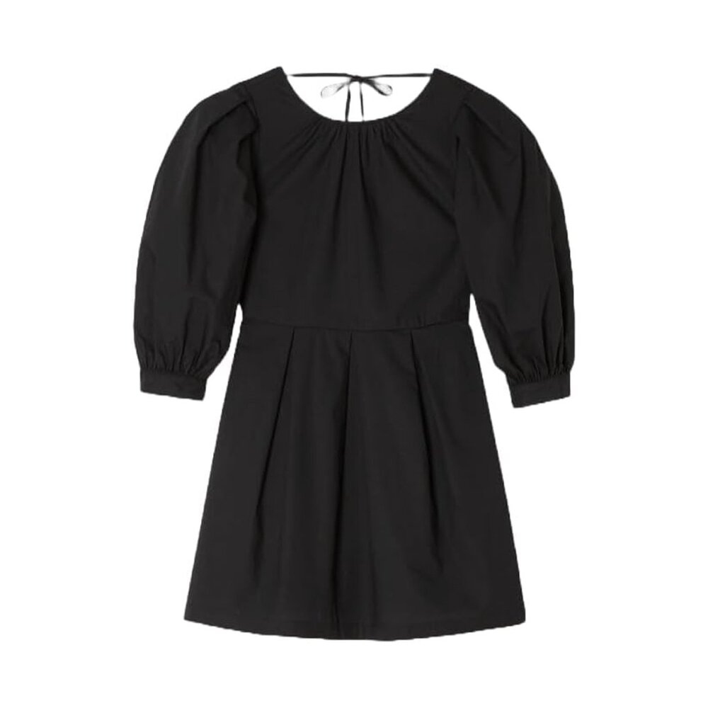 NWT Puff-Sleeve Babydoll Scoop-Back Black Mini Dress - Women's Size Small Dress - Picture 3 of 4